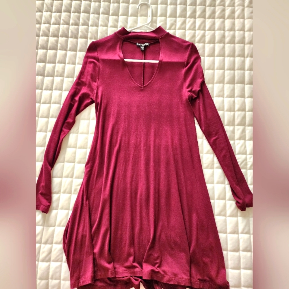Express Long Sleeved Chest Cutout Mini Dress